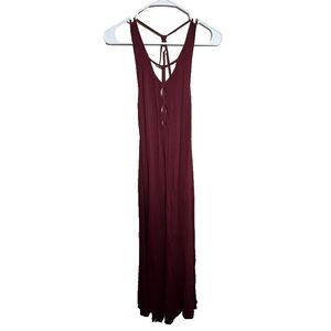 Ecote Dress Women's Small Maroon Sleeveless Maxi Strappy Shift Summer Keyhole